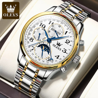 OLEVS 6667 Moon Phase Men's Watches 7 Hands Multi Functional Automatic Mechanical Watches for Man Top Luxury Business Man Watch