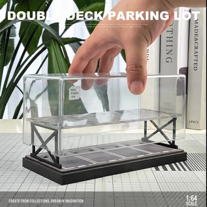 Miniature Scene 1/64 Scale Two-Story Garage Model Parking Lot  Dust Cover Storage Boxes Display Case for Car Model