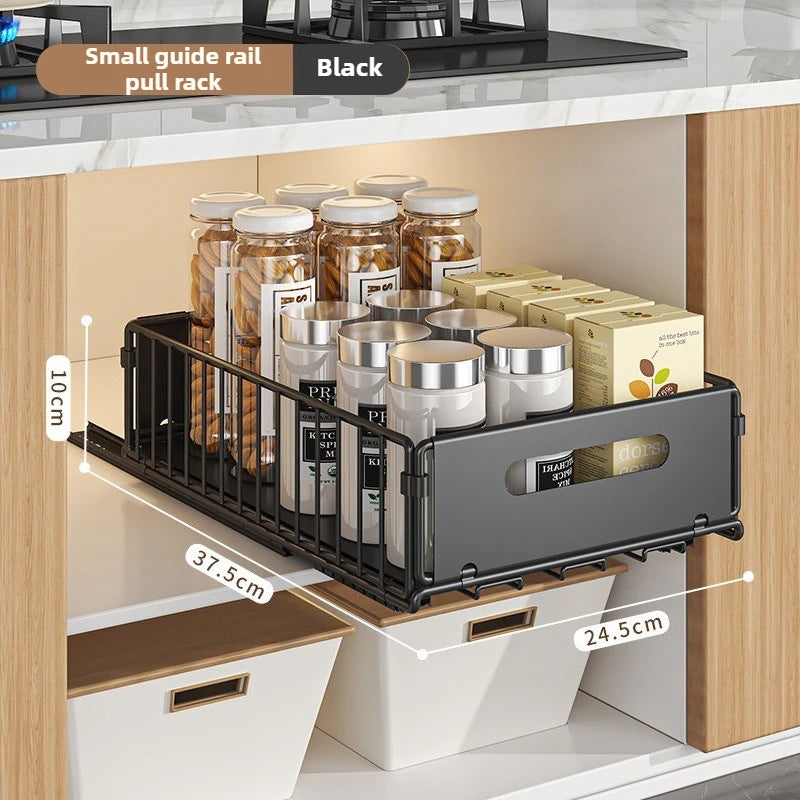 Non Perforated Folding Cabinet with Pull-out Basket Multifunctional Snack Storage Rack Household Kitchen Sink Storage Rack