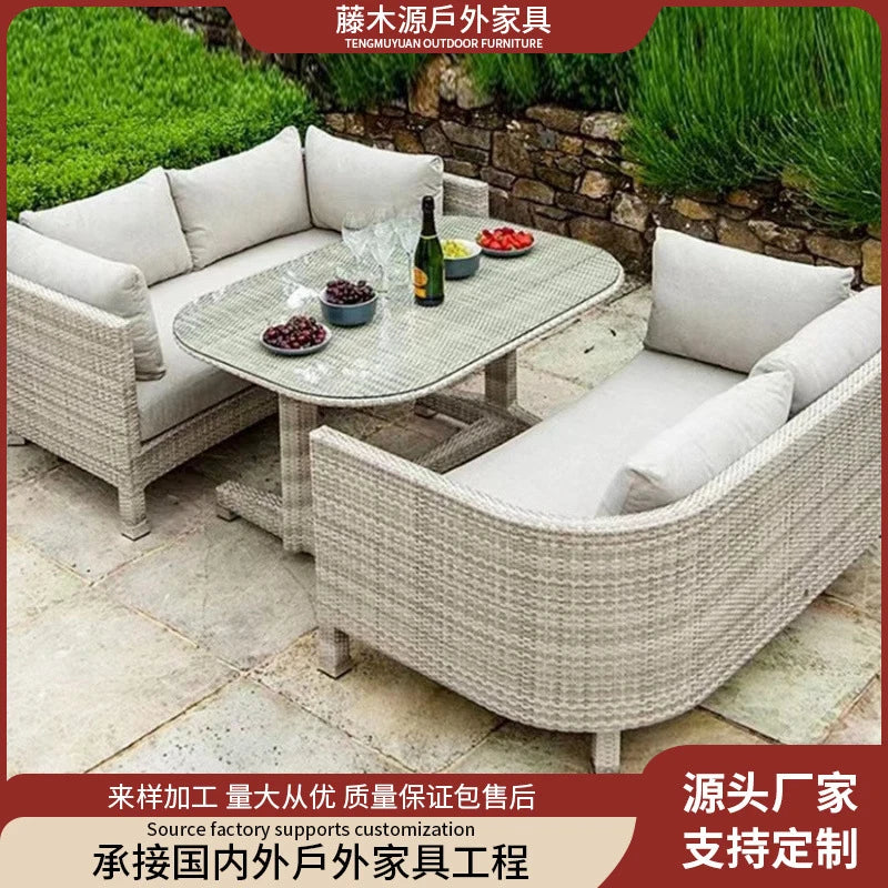 Outdoor Sofa Leisure Set, Garden Terrace Chair, Courtyard Balcony Double , -Woven Outdoor Imitation Rattan Sofa