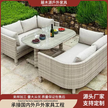 Outdoor Sofa Leisure Set, Garden Terrace Chair, Courtyard Balcony Double , -Woven Outdoor Imitation Rattan Sofa