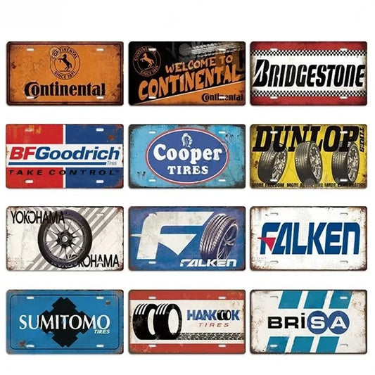 Tire Brand Signage Classic Garage Auto Shop Wall Plate Tin Sign Decor Vintage Metal Car Plate UV Print Plaque Signs Iron Plate