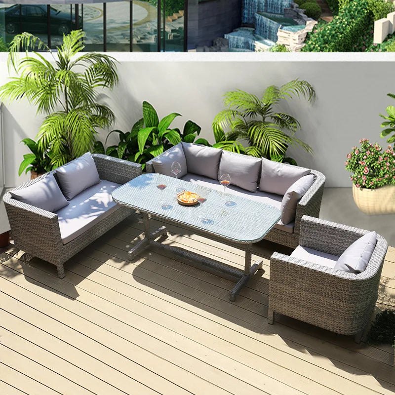 Outdoor Sofa Leisure Set, Garden Terrace Chair, Courtyard Balcony Double , -Woven Outdoor Imitation Rattan Sofa