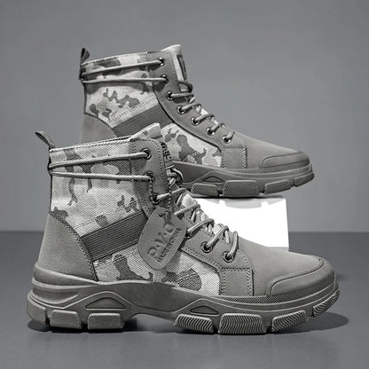 High-Top Work Boots, Outdoor Wear-Resistant Thick-Soled Boots, Versatile Casual Short Boots for Men and Women, Non-Slip Height-Increasing Desert Boots