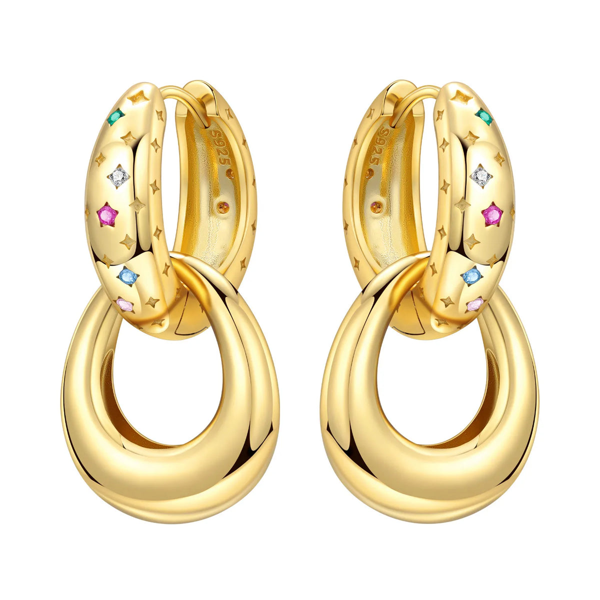 Original 925 Sterling Silver Planet Starlight Earrings Fashion 18K Gold Hoop Earring for Women Piercing Jewelry Aretes Gifts