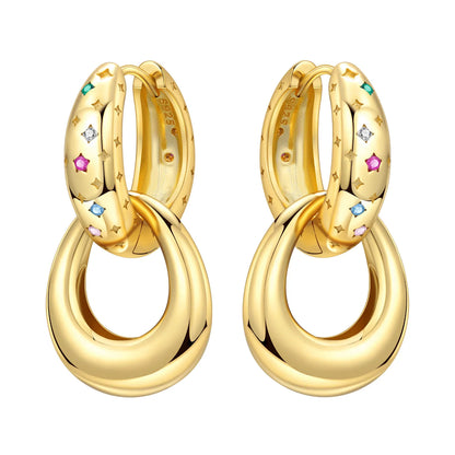Original 925 Sterling Silver Planet Starlight Earrings Fashion 18K Gold Hoop Earring for Women Piercing Jewelry Aretes Gifts