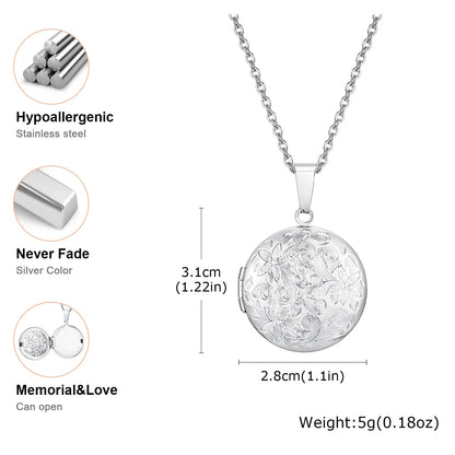 Vnox Light Heart Locket Pendants for Women Men Openable Photo Frame Glossy Stainless Steel Necklaces Family Love Collar