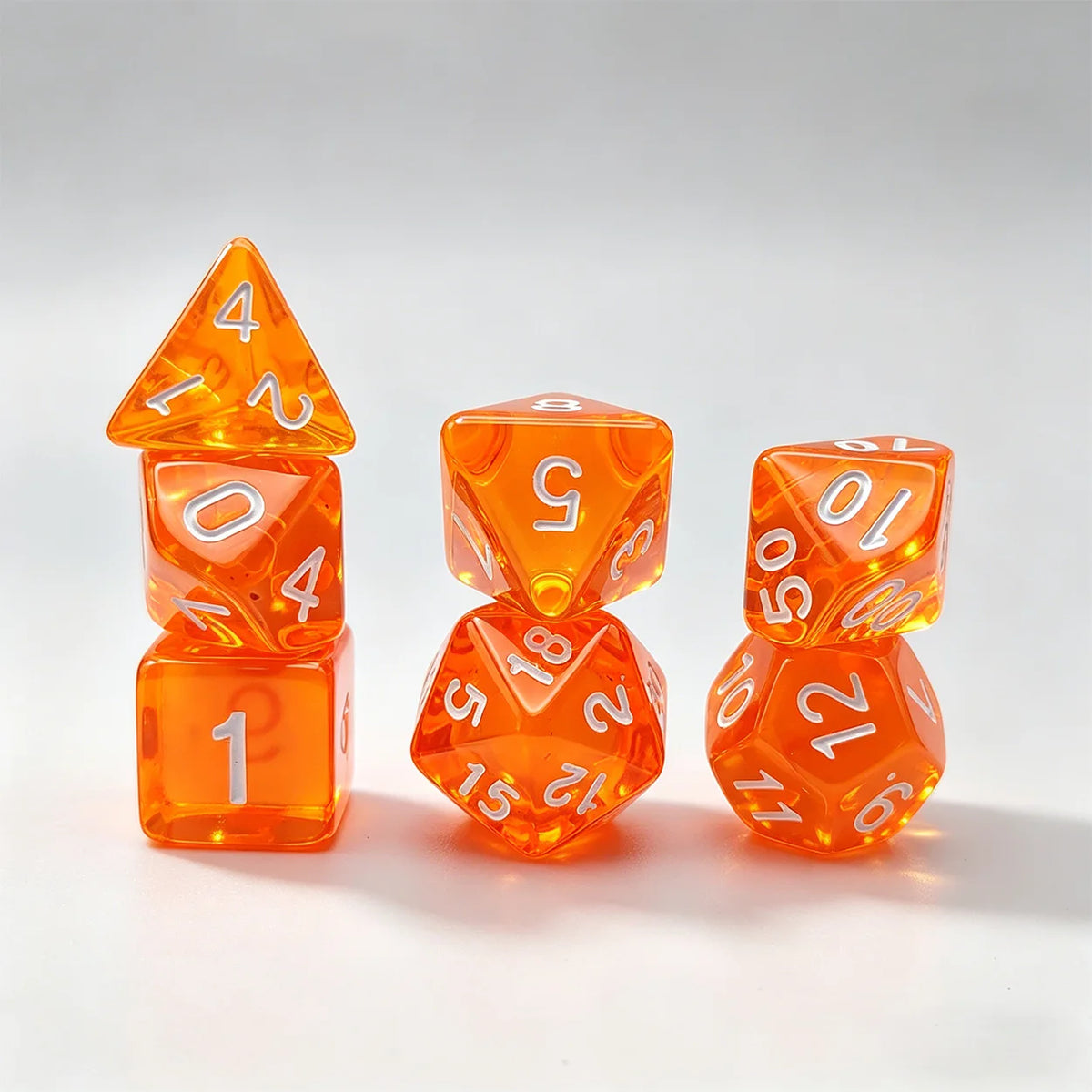 7 pcs Acrylic High-Grade Translucent Gemstone Green Polyhedral Board Game Dice, Classic and Beautiful, Dados