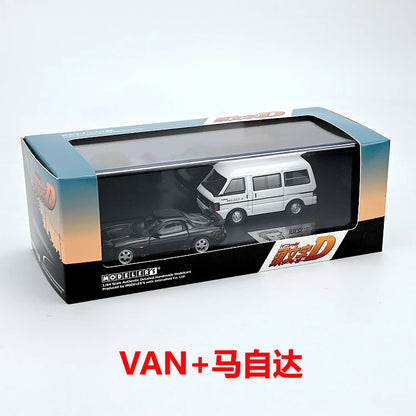 Anime 1:64 first text D AE86 RX7 NSX with scene set Alloy die-cast simulation car model,adult decoration,boy toy,children's gift