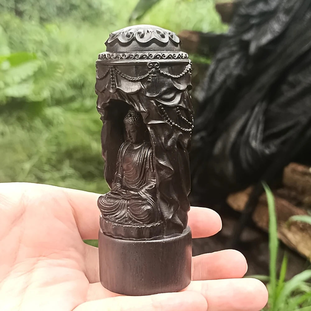 Wooden Buddha Statue of Vairocana, New Year Gift, Home Decor, Christmas Decoration, Meditation and Zen-Themed Offering Decoration, Eastern Art Collectible, Father's Day Gift, Creative Religious Cultural Crafts, Study Room and