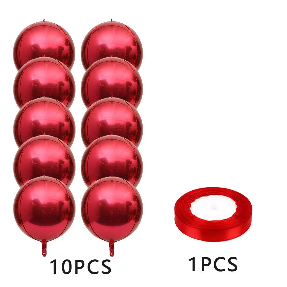 10PCS red glossy round 4D foil balloons are used for Valentine's Day decoration, restaurant and birthday party decoration