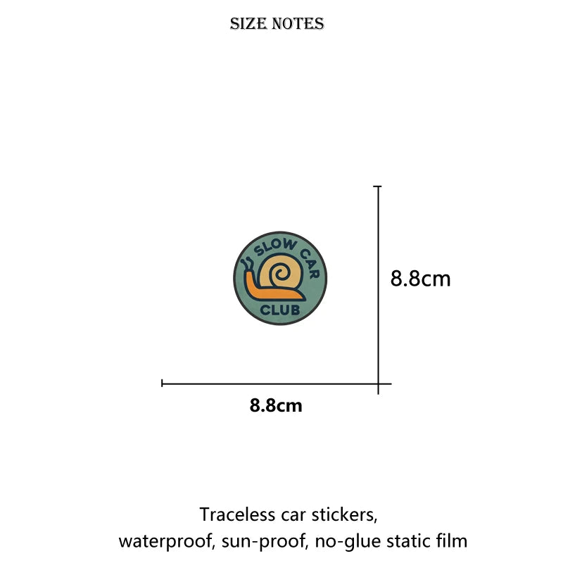Snail Slow Car Club Windshield Static Sticker Can be attached to the inside of the glass JDM car and motorcycle stickers