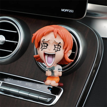 ONE PIECE Action Figures Cartoon Car Air Vents Perfume Holder Fragrance Tablet Luffy Car Accessories Decorative Ornaments Gifts