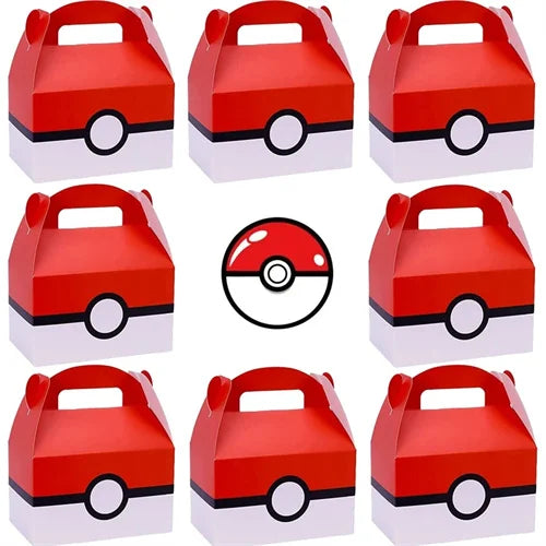 Pokemon Candy Box Birthday Party Decor Pikachu Paper Gift Bags Pokeball Handle Gift Packaging Box Baby Shower Kids Party Favors