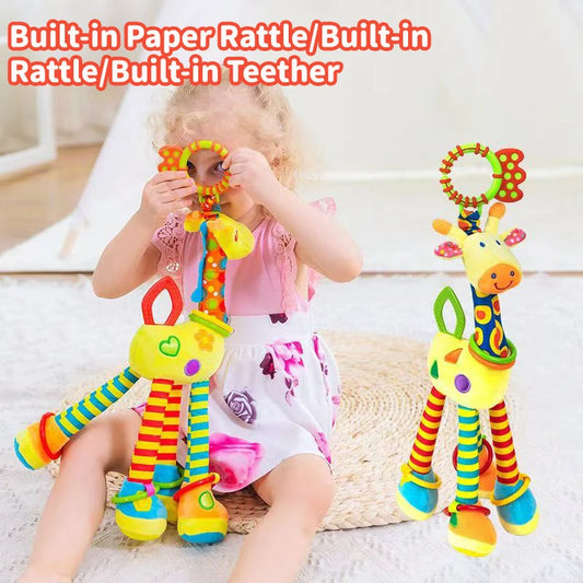 Adorable Giraffe Toys Stroller Pendant Toys Handbells Rattles Ring The Bell Toys Baby Handle Toys Education Training Sensory Toy