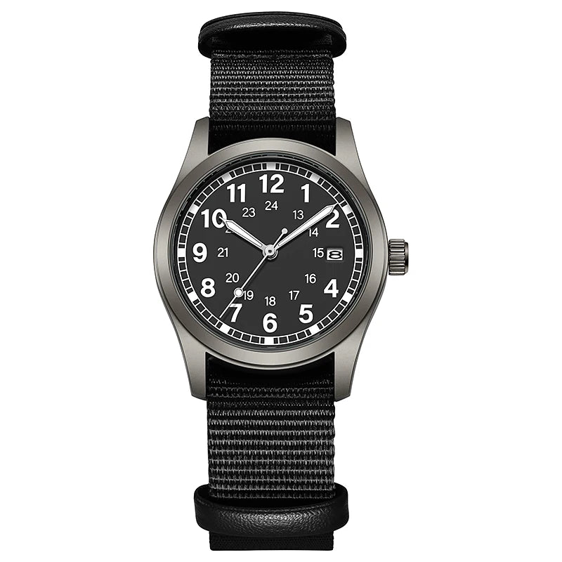 2026 TPW Women's Field Watch 34mm Case Easy Read Fabric Strap 24hr Display Day Function Quartz Movement Luminous