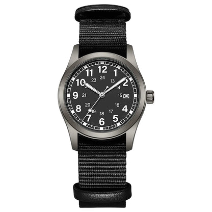 2026 TPW Women's Field Watch 34mm Case Easy Read Fabric Strap 24hr Display Day Function Quartz Movement Luminous