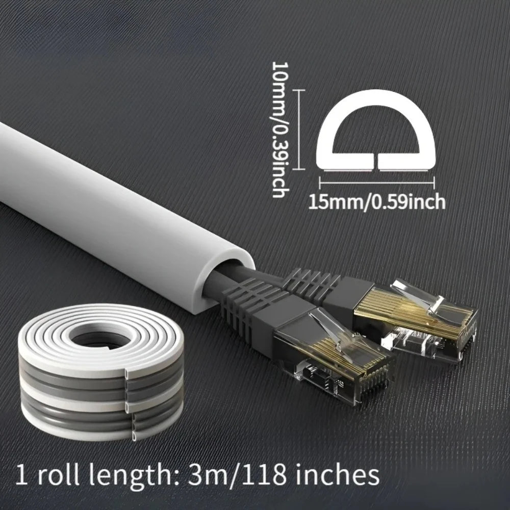 1PC 1/3M Self-Adhesive PVC Cable Management Strip Decorative Wire Protection Strip Suitable for Covering Wires on Walls Floors