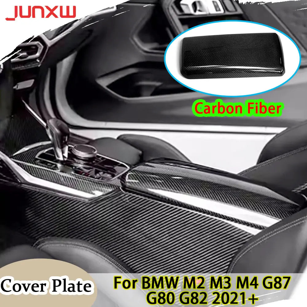 Carbon Fiber Automotive Center Console Armrest Box Cover Plate for BMW M2 M3 M4 G87 G80 G82 2021+ Body Kits Accessories