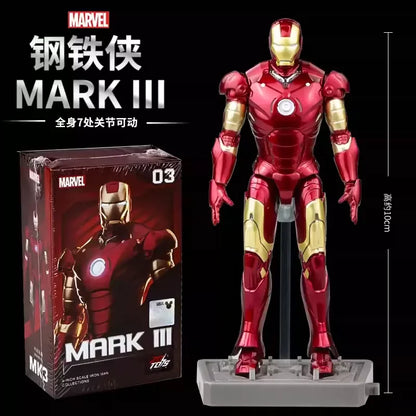 Zd Toys Marvel Iron Man Mark Mk1 Mk7 Series Action Figure Movable Collectible Model Desktop Decoration Gift Toys