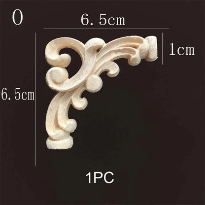 Natural Wood Corner Onlay Moldling European Style Home Decor Background Wall Applique Carved Figurine Living Room Decoration