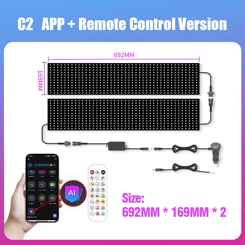 Led Eyes for Truck Led Matrix Panel RGB LED Car Panel DIY Programmable Bluetooth App Control Scrolling Advertising Light
