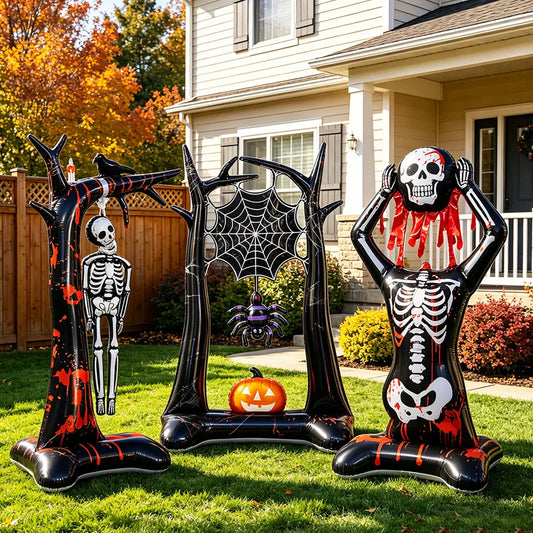 Giant Halloween Inflatable Standing Foil Balloons Bloody Skeleton Spider Hanging Skull Ghost Tree Balloons Halloween Party Decor