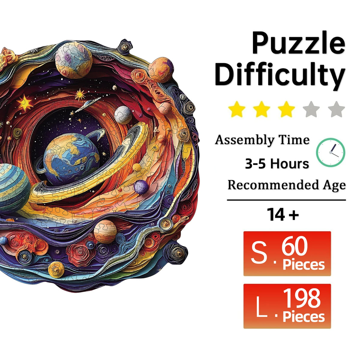 Space Planet Wooden Puzzle, High Difficulty Toys Puzzle, Concentration Training For Adults, Christma Birthday Holiday Gifts
