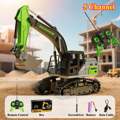 Electric Remote Control Excavator Model Toys Wireless 2.4G Fourteen Channel Drilling Grabber Toy Adult Birthday Gifts