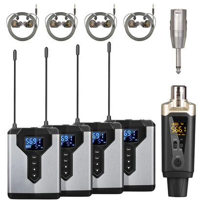 Stereo UHF in-ear monitoring wireless system DT1/2/4 transmitter and receiver of live music stage performance studio