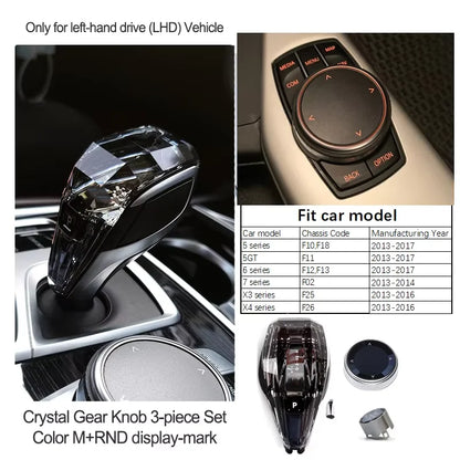 Crystal Gear Shift Lever Knob Set For BMW 5 Series G30 G32 G01 G08 7 Series G11 G12 F10 F20 F30 F32 F25 F26 X5 X6 F15 F16
