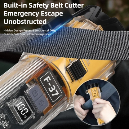 TINSOL Multifunctional Flashlight Car Safety Hammer Outdoor Emergency Flashlight Rescue Portable Self-Defense Flashlight