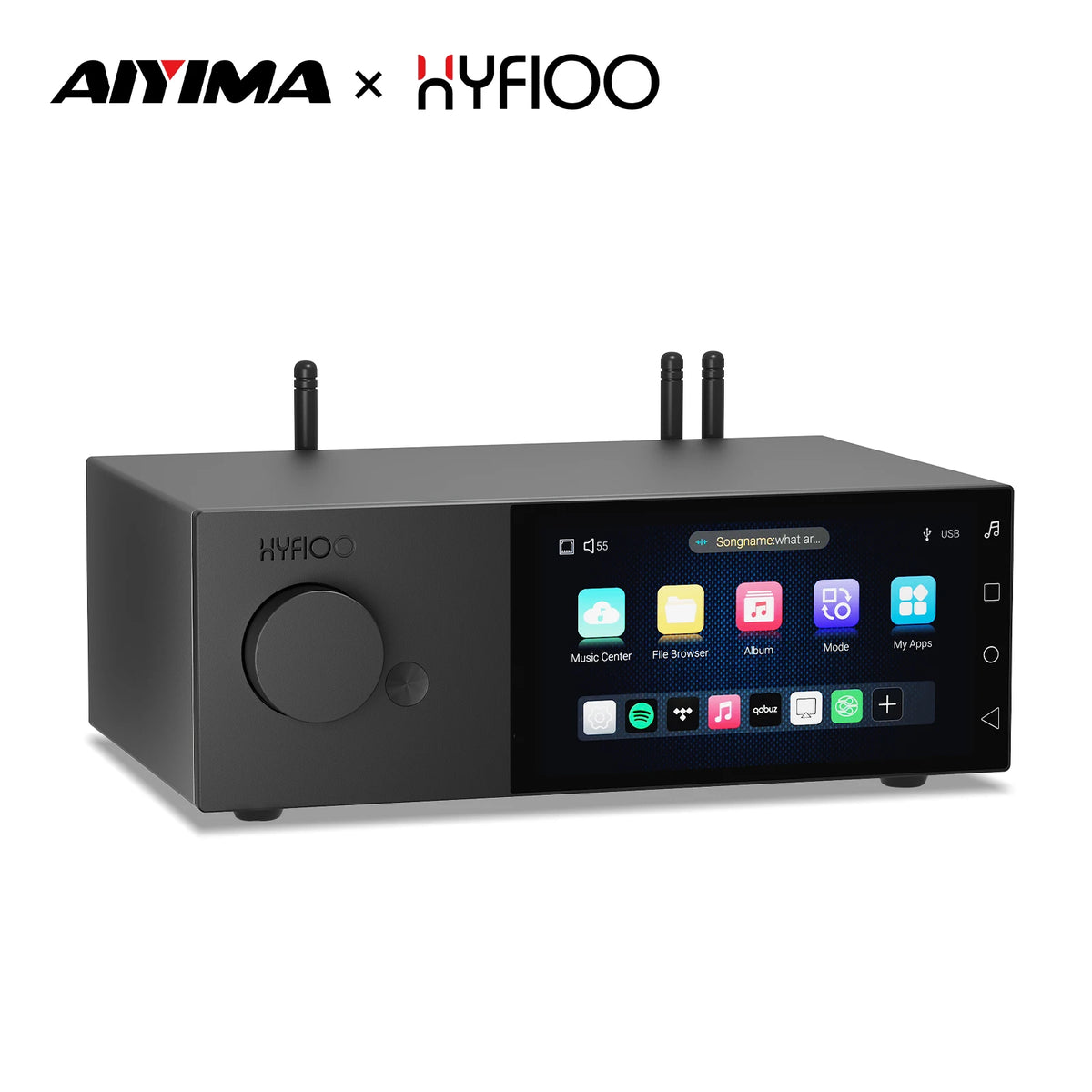 AIYIMA X HYFIOO DM100 Bluetooth 5.4 Music Streamer Media  Wireless Audio Player 5.5 inch LCD Compatible with AirPlay NAS Spotify