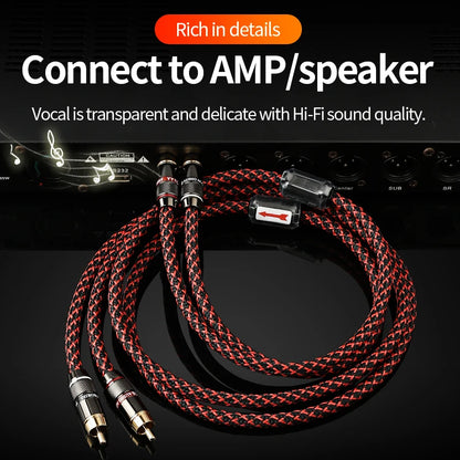 YYTCG 1 pair RCA audio cable 2 RCA to 2 RCA Interconnect Cables HIFI Stereo 4N OFC Male to Male For Amplifier DAC TV car audio