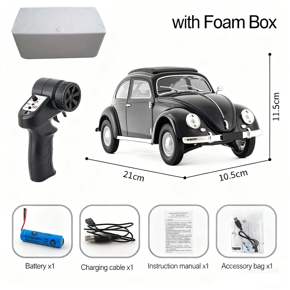 1/16 Full Scale Classical RC Car D62mini Remote Control Car Retro Beetle 1950 Climbing Vehicle Simulation Model Toy For Children