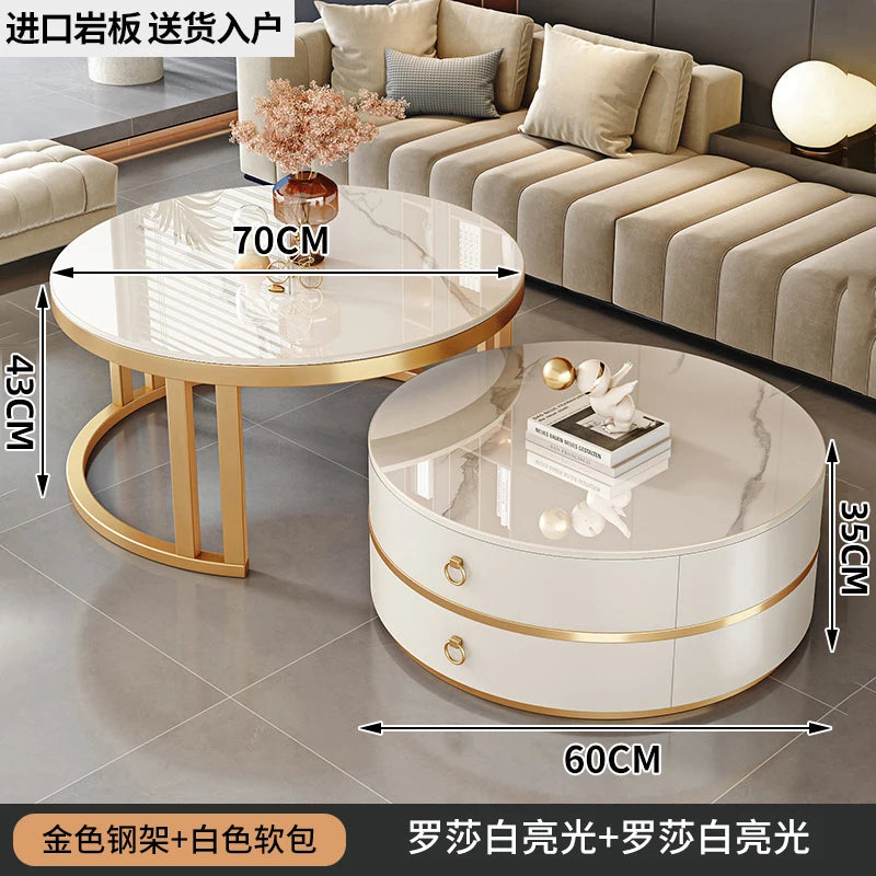 European Elegant Coffee Tables Multifunction Trendy Modern Minimalist Coffee Tables With Drawers Storage Mesa Centro Furniture