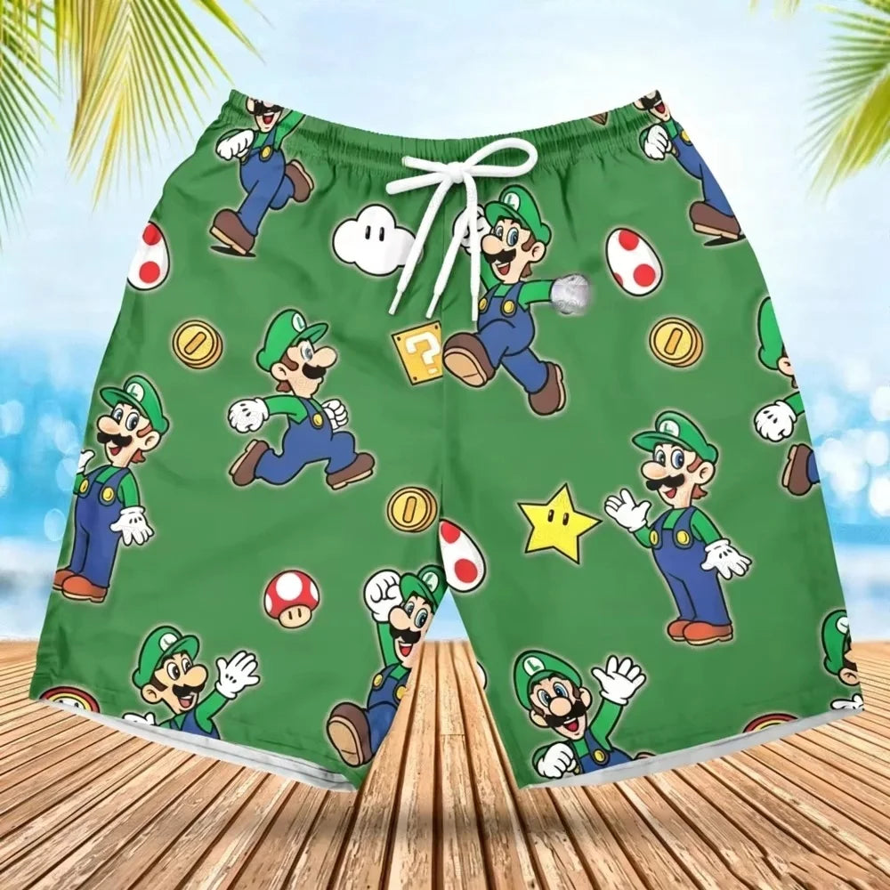 2026 Summer Men's Women's Quick-Drying Beach Shorts Luigi Yoshi Printed Shorts for Beach Swimming Pools Gyms and Outdoor Sport