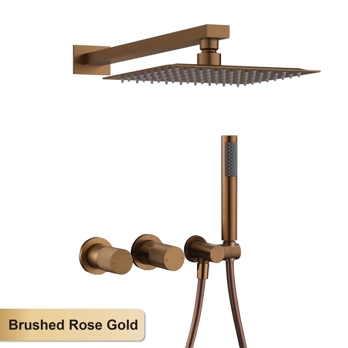 Luxury Bathroom Brass Gun Grey Wall-Mounted Shower System 2 Function Embedded Bath Mixer Tap Dual Spray Rainfall/Handheld