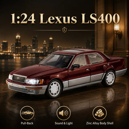 1/24 Lexus LS400 Classical Toy Car Model Diecast Alloy Metal Miniature Vehicle Model Sound & Light Collection Gift For Boyfriend