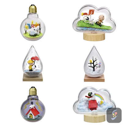 RE-MENT Snoopy Scene Bottle Weather Bottle Miniature Spike Andy Blind Box Toys Anime Figures Collect Ornaments