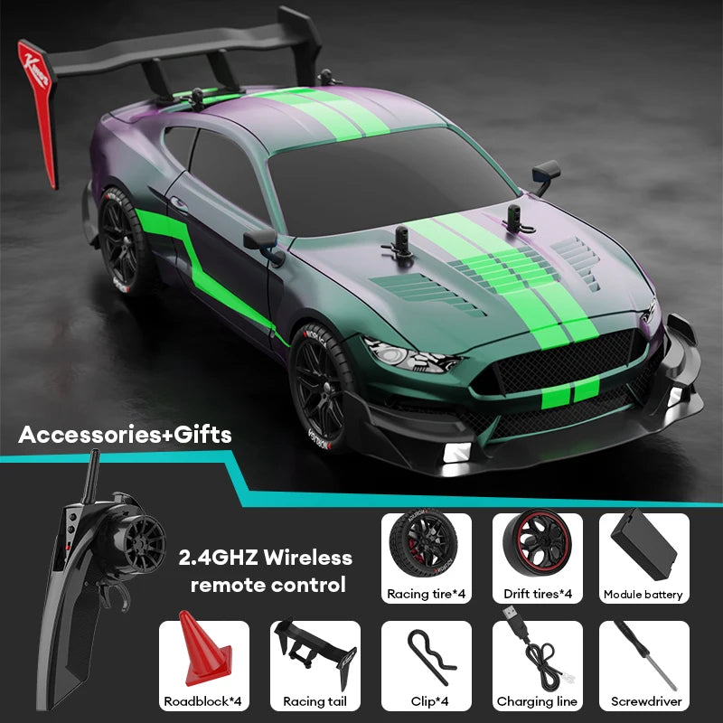 1:14 Remote Control Car 2.4Ghz Wireless Remote Control Four-Drive LED Car Lights Multi-Car Competitive Racing Christmas Gift
