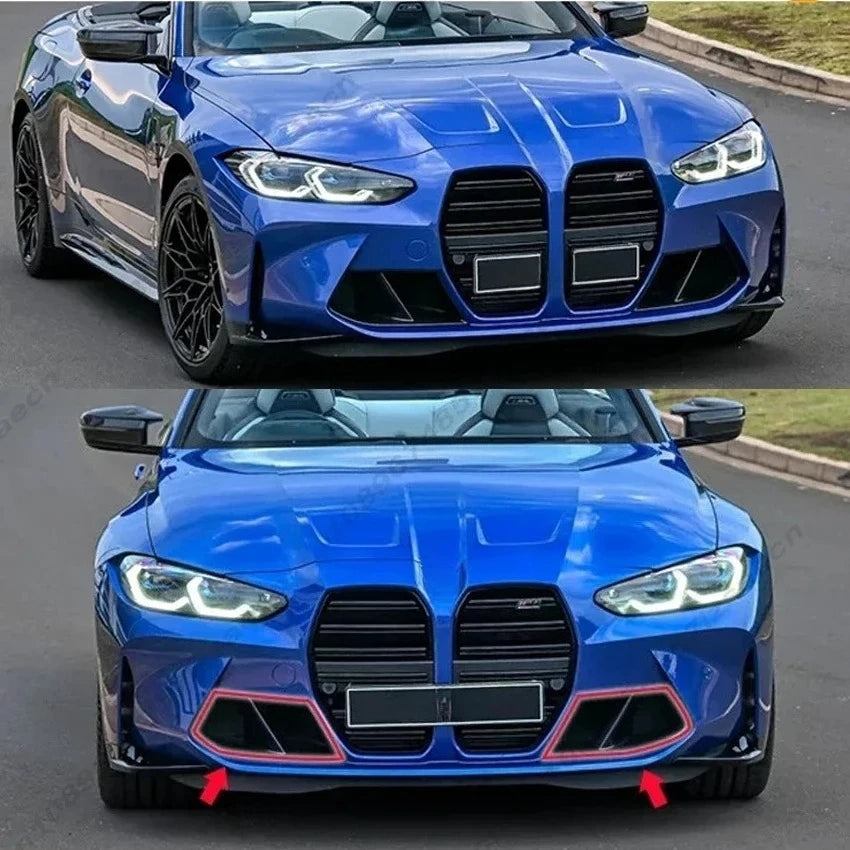 For BMW M3 M4 G80 G82 G83 2020-2024 Front Bumper Side Air Vent Trim Fog Light Intake Cover Grille Hood Frame Body Kit Upgrade