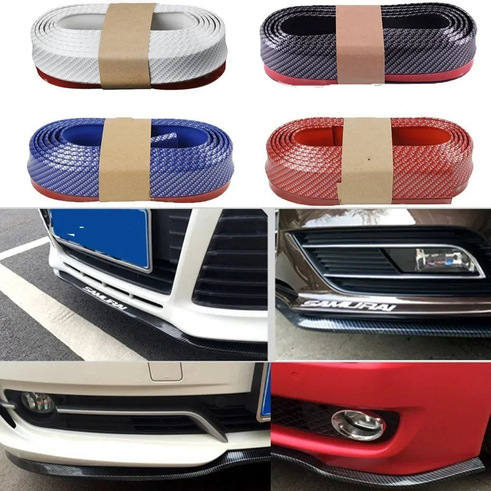 Universal Carbon Fiber Front Bumper Lip Protector Scratch Collision Resistant Easy Screw Installation Premium Look for Car Tools