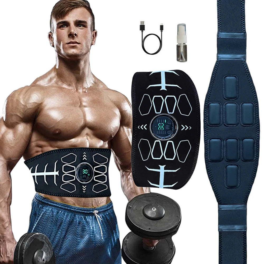 Abdominal Toning Belt Muscle Toner EMS Muscle Stimulator Abs Trainer Recharge Body Massager Weight Loss Fitness Equipment Unisex