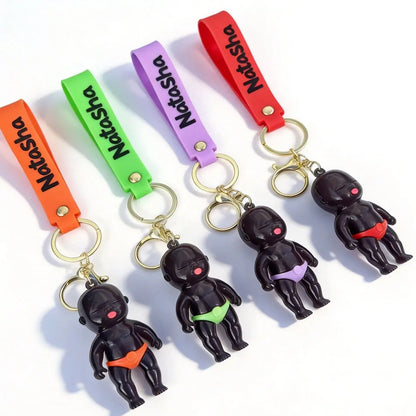 Internet-famous Natasha Black Doll Keychain, UV Color Changing Mini Pendant, Stress Relief Funny Novelty Gift, Multiple Colors A
