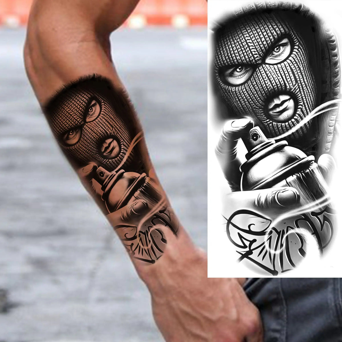 1 Sheets Chicano Prison Gangster Temporary Tattoos For Women Men Adults Fake Tattoo Sticker Water Transfer Self Adhesive Arm Leg
