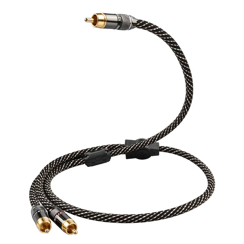 YYTCG HIFI rca to 2rca audio cable 6N OFC Subwoofer Y Cable RCA 1 Male to 2 Male Audio cable for Speaker,DVD, TV, Amplifier