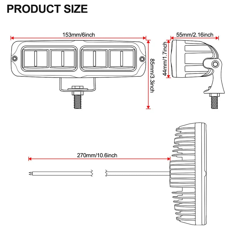 6D LED Light Bar 6 Inch 30W LED Work Light Yellow White Fog Light For Car Motorcycle Offroad 4X4 ATV Truck Tractor 12V 24V