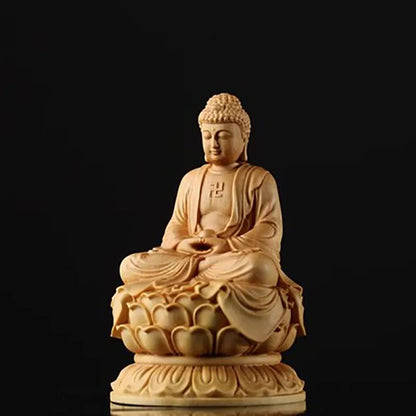 Cypress Wood Carving sitting Statue, The Buddha Buddha's Home Furnishings, Automobile Buddha Statue