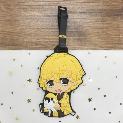 Popular "Demon Slayer" luggage tags, cartoon character design, flat mouth, easy to use, made of PVC